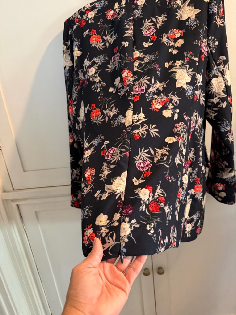 Lane Bryant dark blue Floral Blazer with Red and Cream Accents - Picture 5 of 5